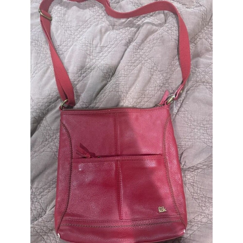 The Sak Red Leather Crossbody Bag Purse